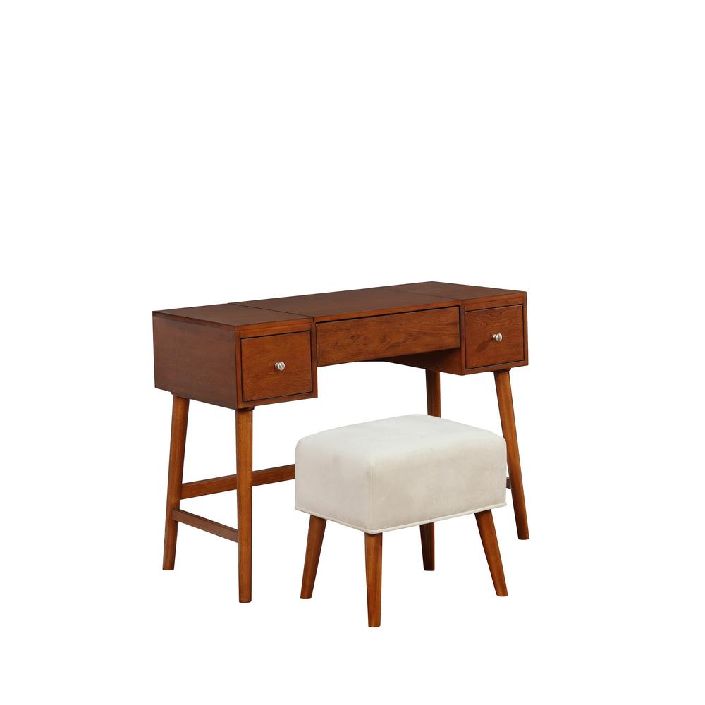 Mid Century Modern Makeup Vanities Bedroom Furniture The Home Vera 2 Piece Walnut Vanity Set