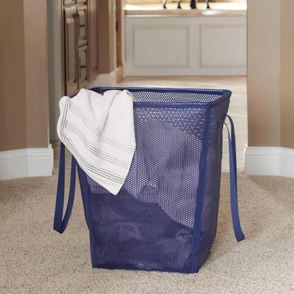 HOUSEHOLD ESSENTIALS Navy Collapsible Mesh Rectangle Laundry Hamper