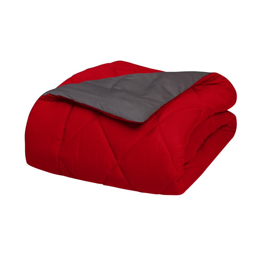 Elegant Comfort Down Alternative Burgundy And Gray Reversible King