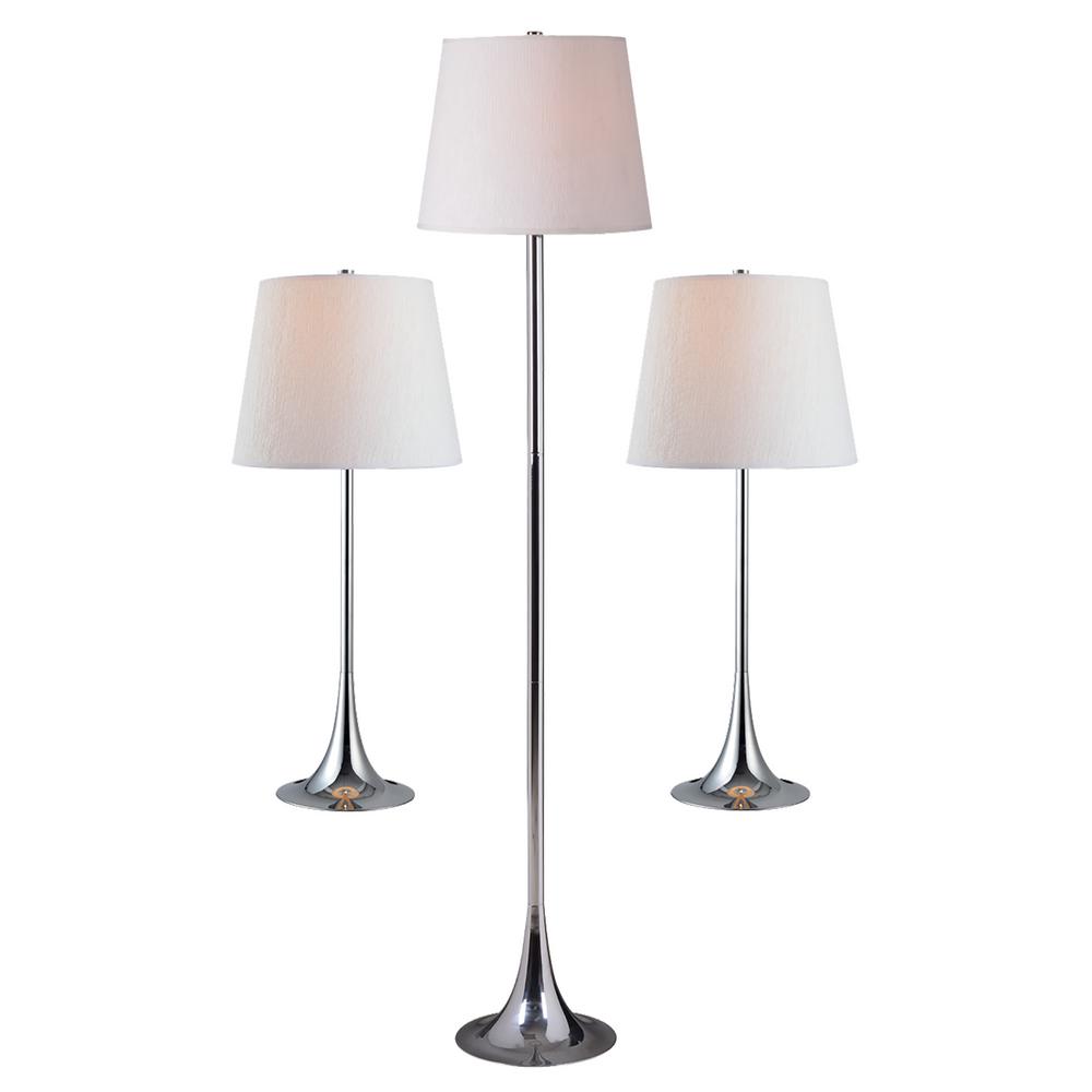 Kenroy Home Trapp 59 In Chrome Indoor Table And Floor Lamps With