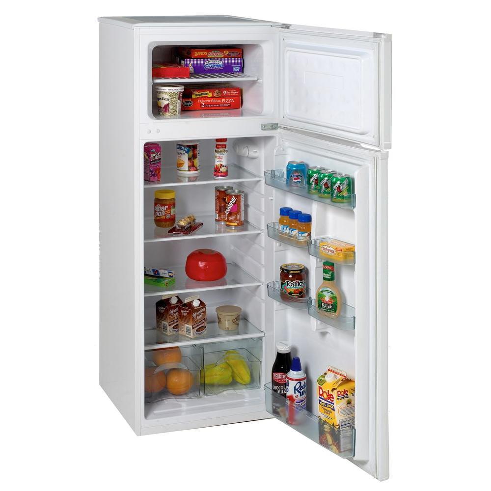7 4 Cu Ft Apartment Size Top Freezer Refrigerator In White Ra7306wt The Home Depot