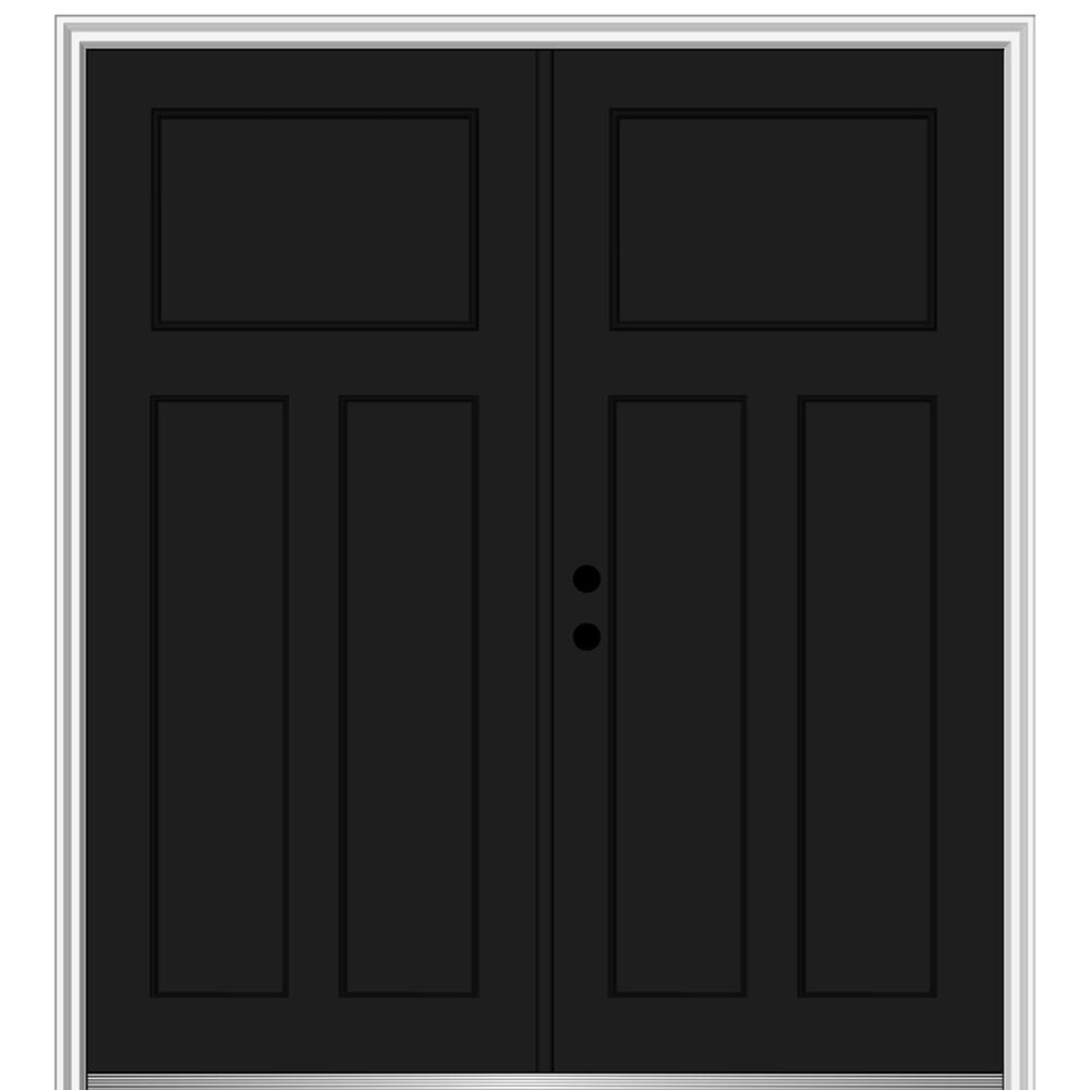 Craftsman Double Door Black Front Doors Exterior Doors
