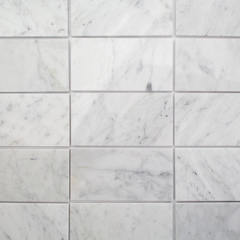 Ivy Hill Tile White Carrara 3 In X 6 9mm Polished Marble White Carrara 3 In X 6 9mm Polished Marble Subway Tile 40 Pieces 5 Sq Ft Box