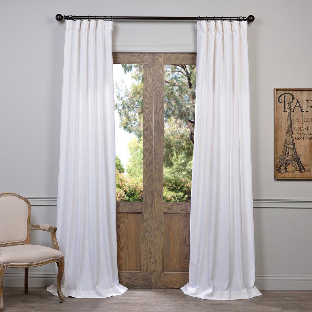 Exclusive Fabrics & Furnishings Heavy Faux White Polyester Linen Room Darkening Curtain 50 in