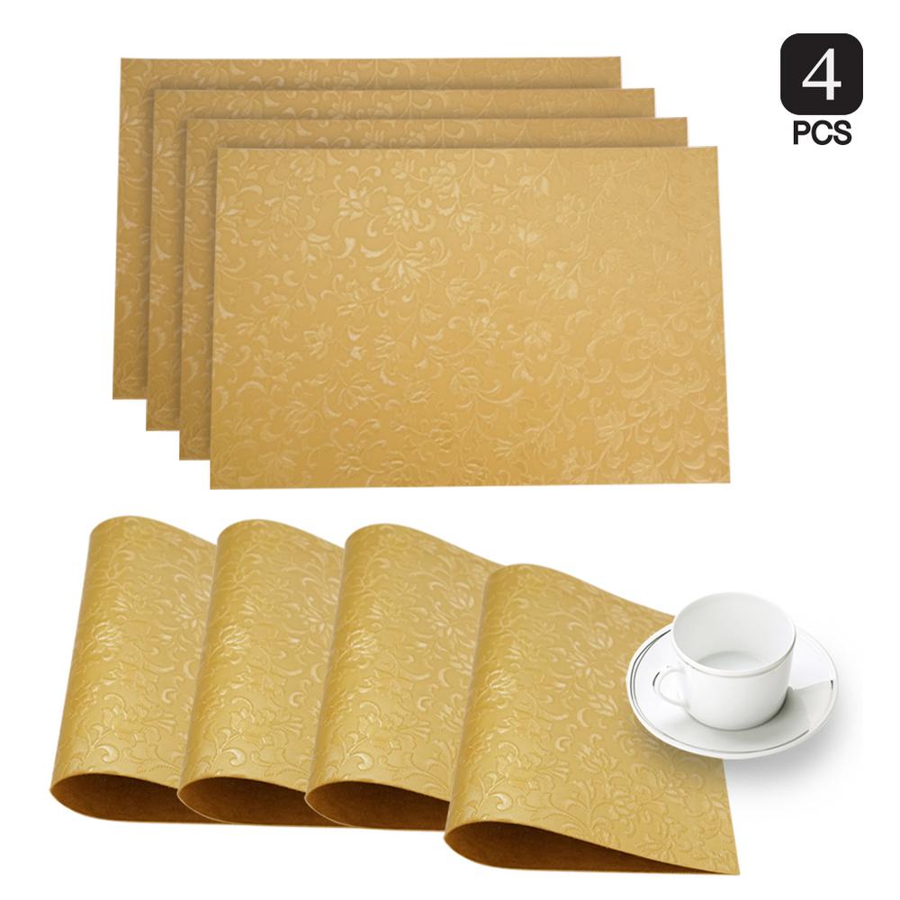 Dainty Home Susan Gold Faux Leather Placemat (Set of 4)4SUSPMGO The