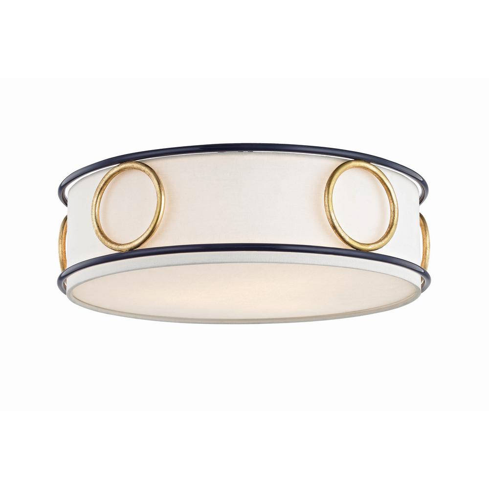 Mitzi By Hudson Valley Lighting Jade 3 Light Gold Leaf Navy Mitzi By Hudson Valley Lighting Jade 3 Light Gold Leaf Navy Flushmount
