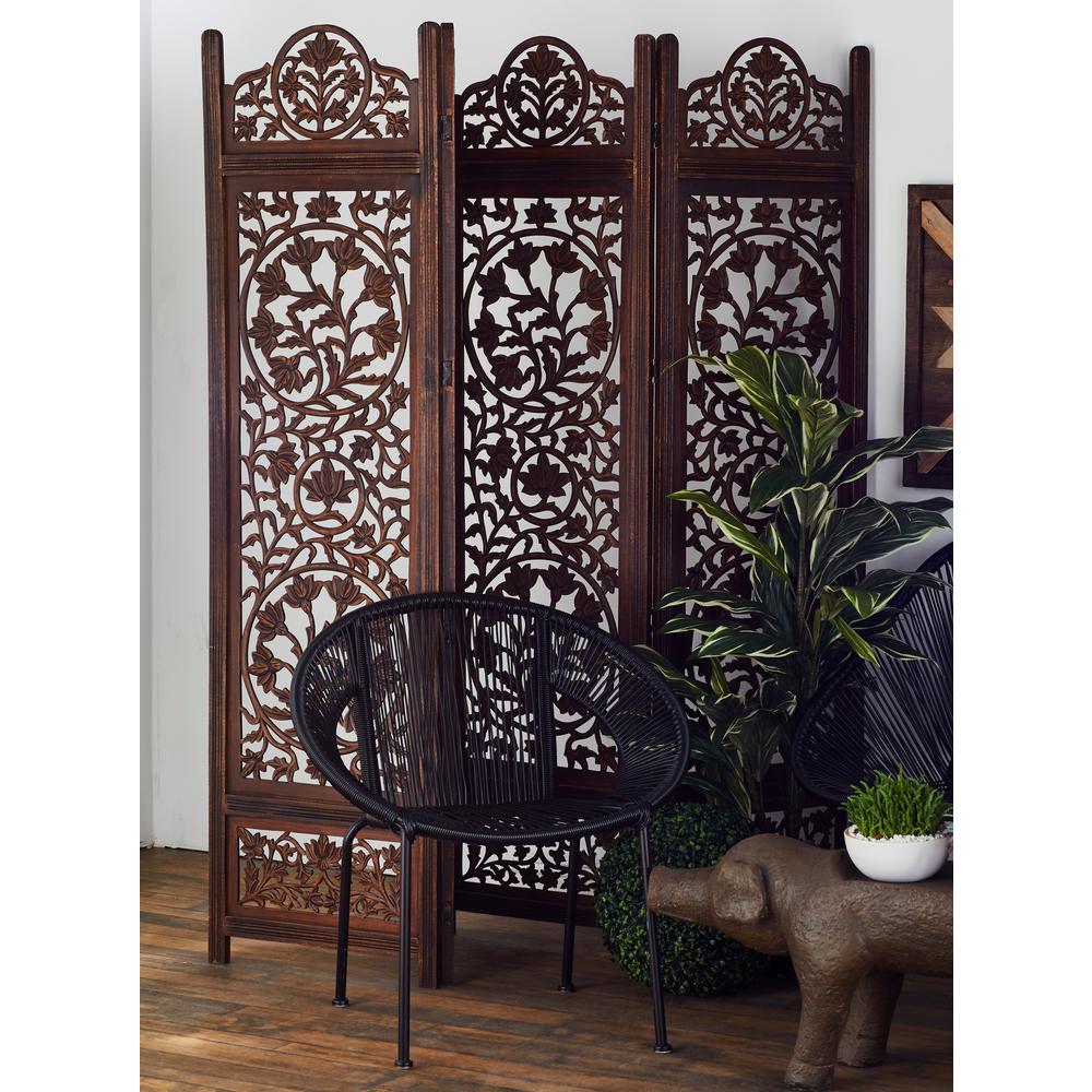 Litton Lane 6 Ft Dark Brown Wood 4 Panel Room Divider 14276 The Dark Brown Wood 4 Panel Room Divider