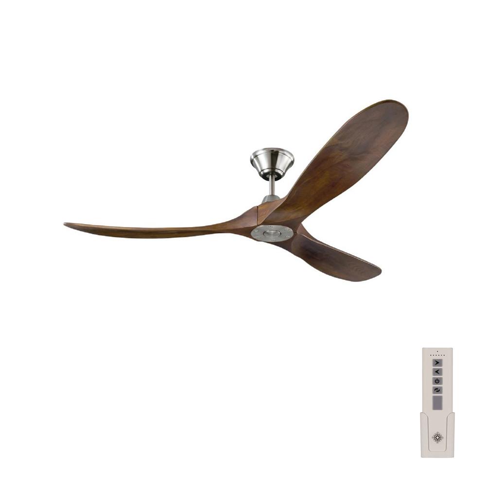 Monte Carlo Maverick 60 In Indoor Outdoor Brushed Steel Ceiling Fan With Dark Walnut Blades With Remote Control