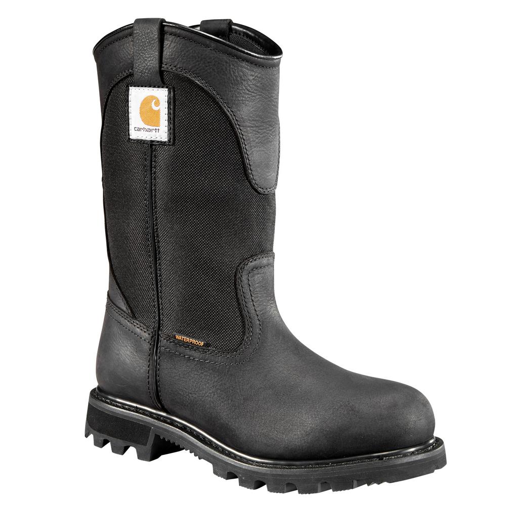 black wellington work boots