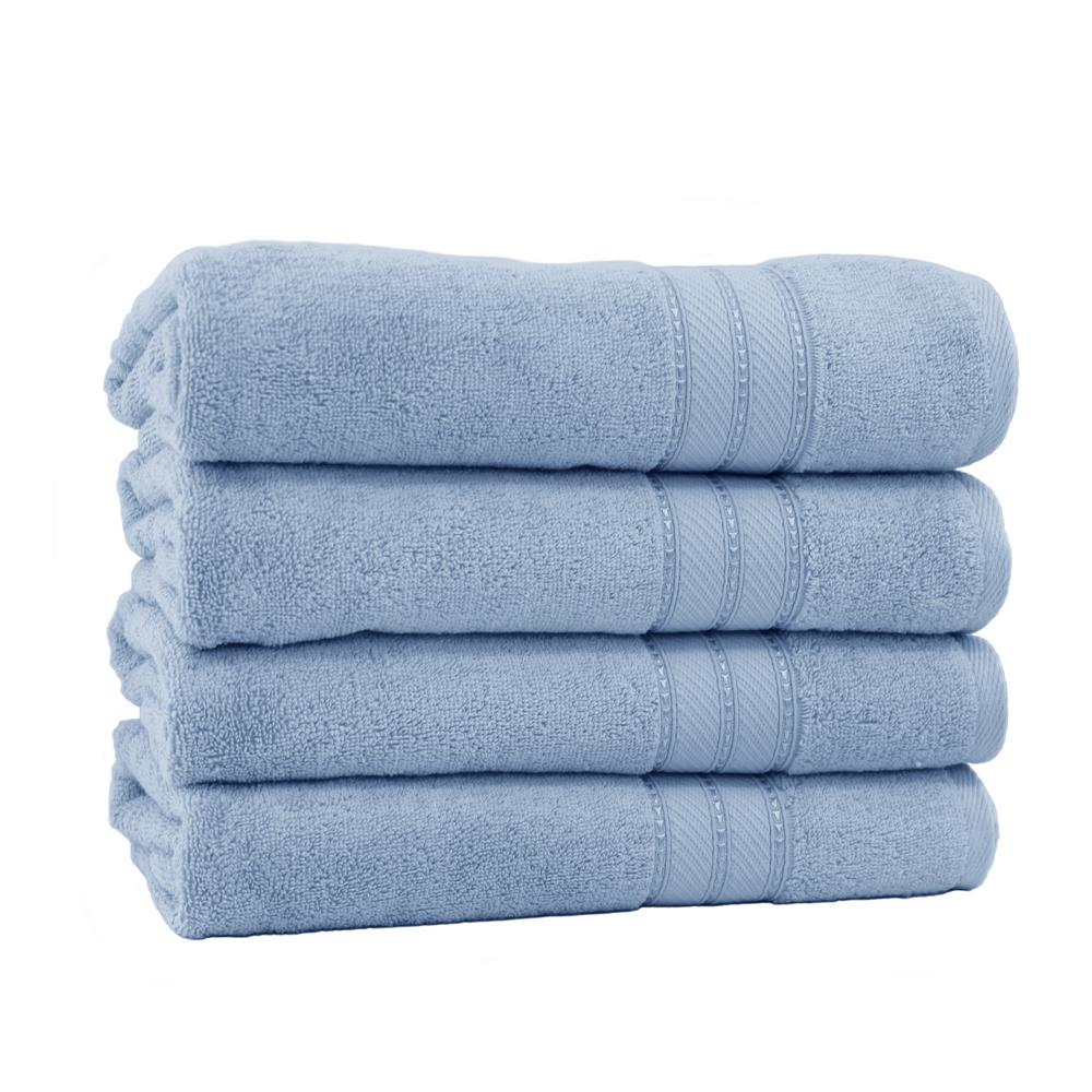 MODERN THREADS Spunloft 4-Pack Blue Solid Cotton Bath Towel Set ...