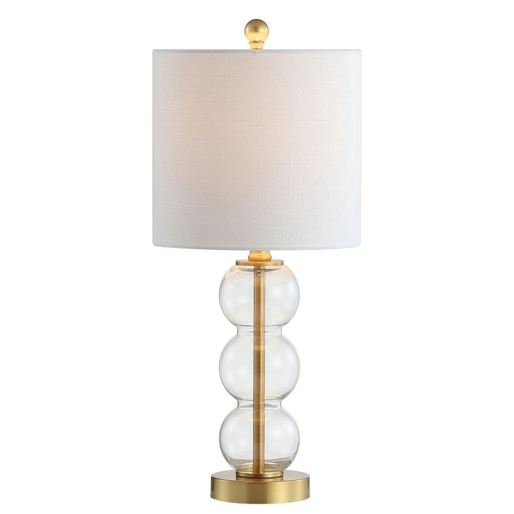 21" February Glass/Metal LED Table Lamp Clear/Brass (Includes Energy Efficient Light Bulb) - JONATHAN Y