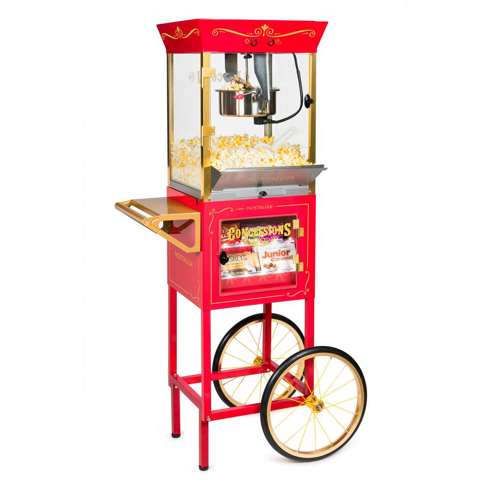 large popcorn machine on wheels