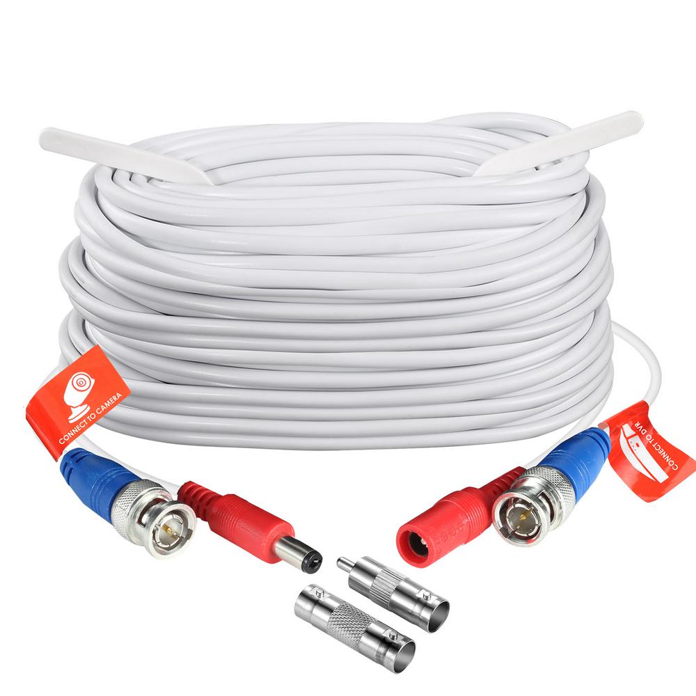 ZOSI 100 ft. Security Camera Cable BNC Cord Video Power Cable WhiteSPXC3004W The Home Depot