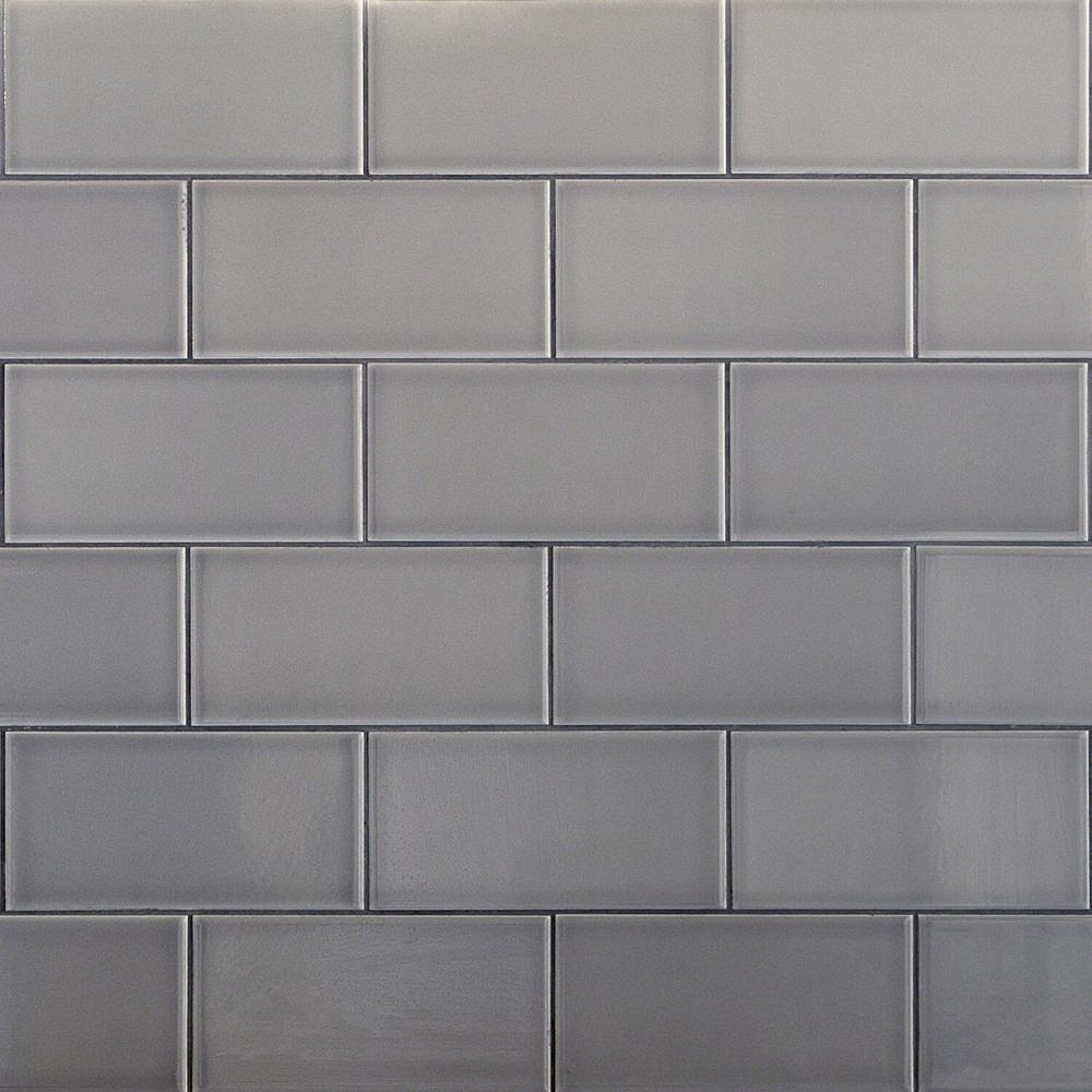 Ivy Hill Tile 4 in. x 8 in. Magnitude Gray Polished Ceramic Subway Wall