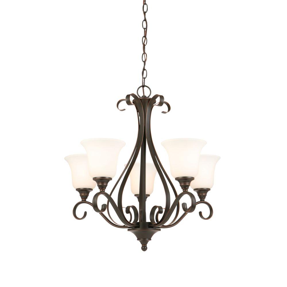 Hampton Bay 5-Light Oil-Rubbed Bronze Chandelier with ...