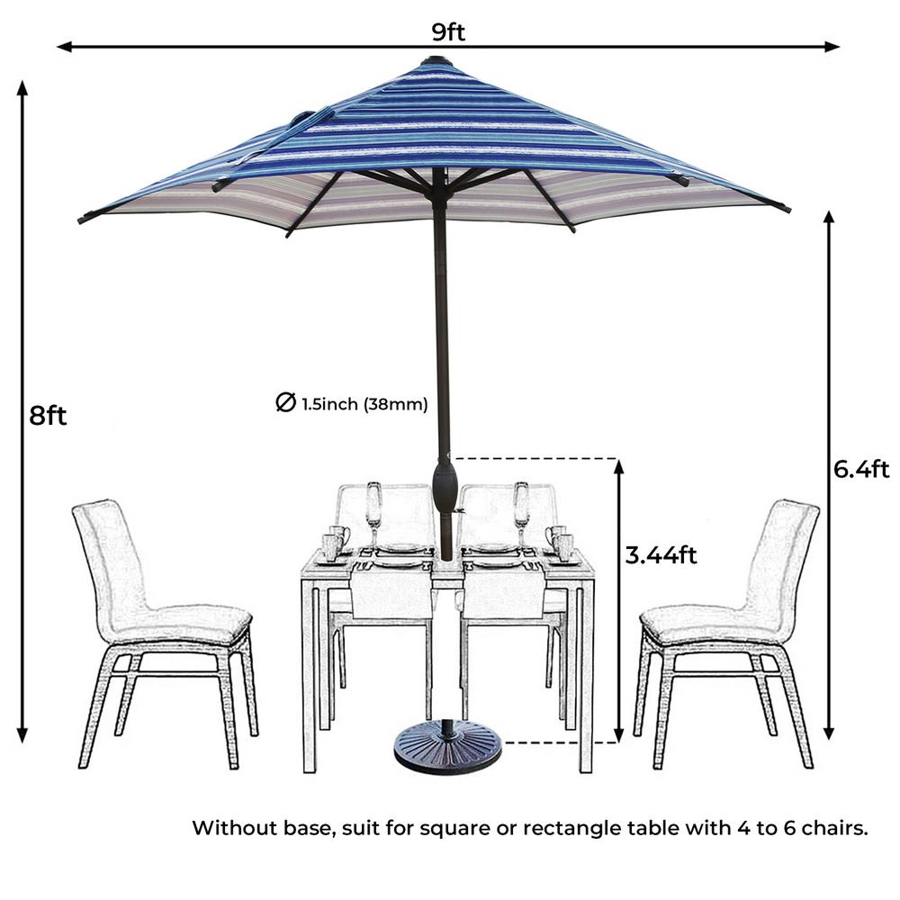 Abba Patio 7 1 2 Ft Round Outdoor Market With Push Button Tilt And Crank Lift Patio Umbrella In Blue Striped Ap75386ctbs The Home Depot