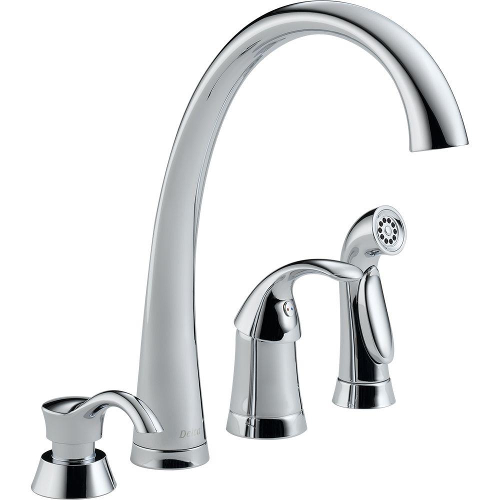 Delta Pilar Waterfall Single Handle Standard Kitchen Faucet With Side   Chrome Delta Standard Spout Faucets 4380 Sd Dst 64 300 