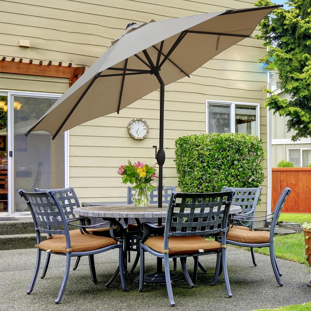 Abba Patio 9 Ft Outdoor Table Market Umbrella With Push Button Tilt And Crank Patio Umbrella In Beige Ap9388ctb The Home Depot