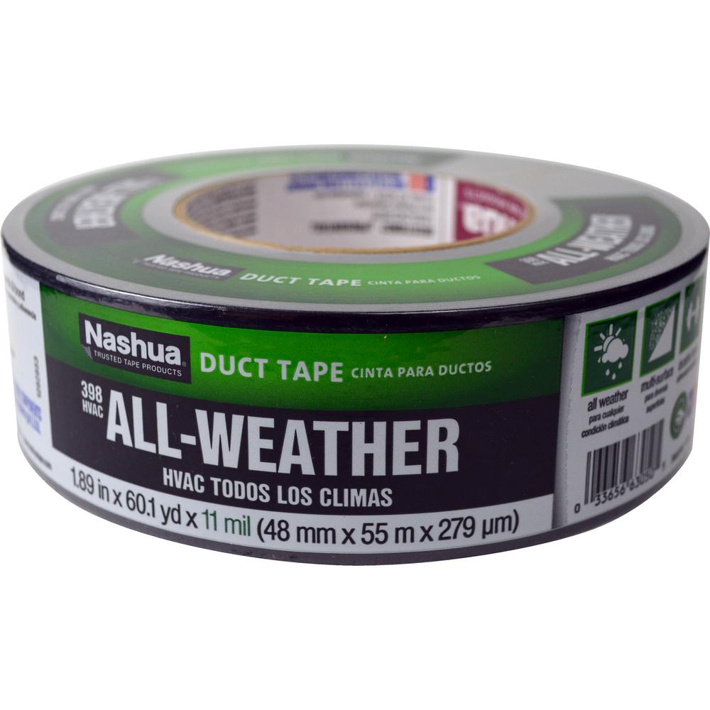 Nashua Tape 1.89 in. x 60 yd. 398 All-Weather HVAC Duct Tape in Black ...