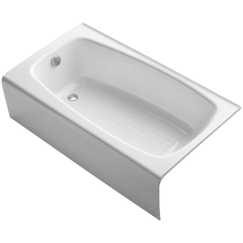 Kohler Seaforth 4 5 Ft Left Drain Rectangular Alcove Soaking Tub In White K 745 0 The Home Depot