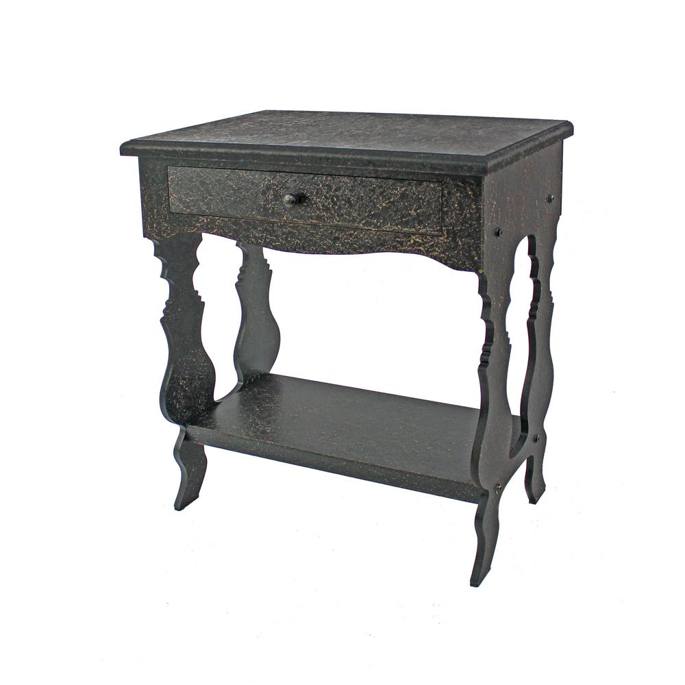 Round End Tables Accent The Home Depot Black Wood Accent Table With Drawer