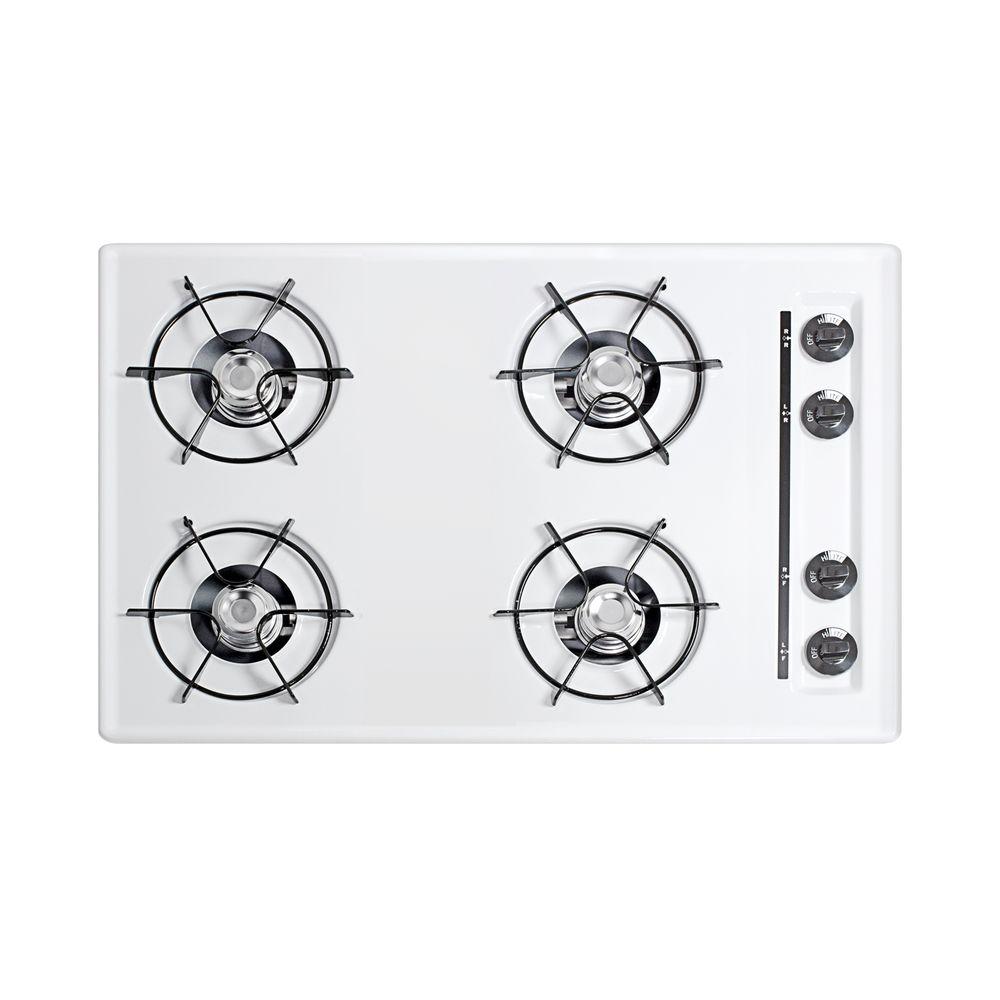 Summit Appliance 30 In Gas Cooktop In White With 4 Burners Wnl053