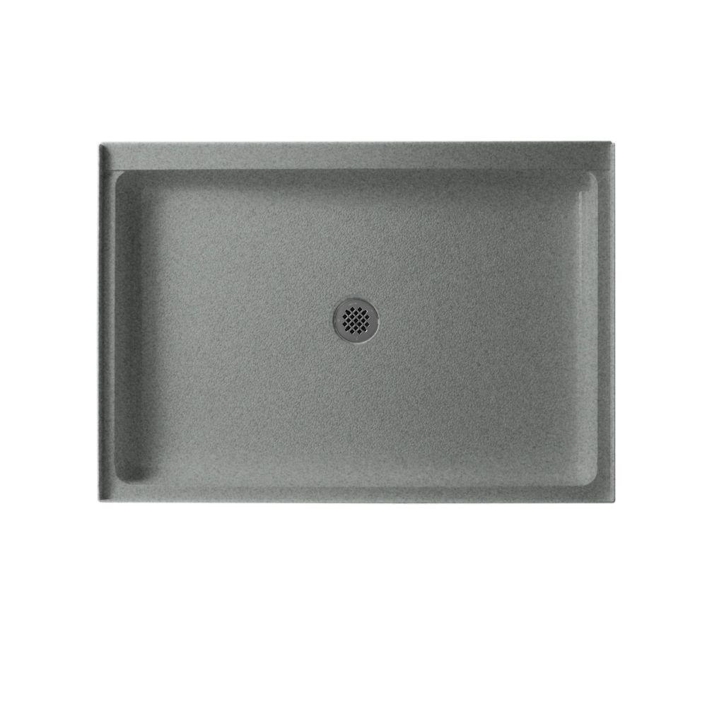 Swan 34 In X 48 In Solid Surface Single Threshold Center Drain Shower   Gray Granite Swan Shower Bases Pans Sf03448md 042 64 300 