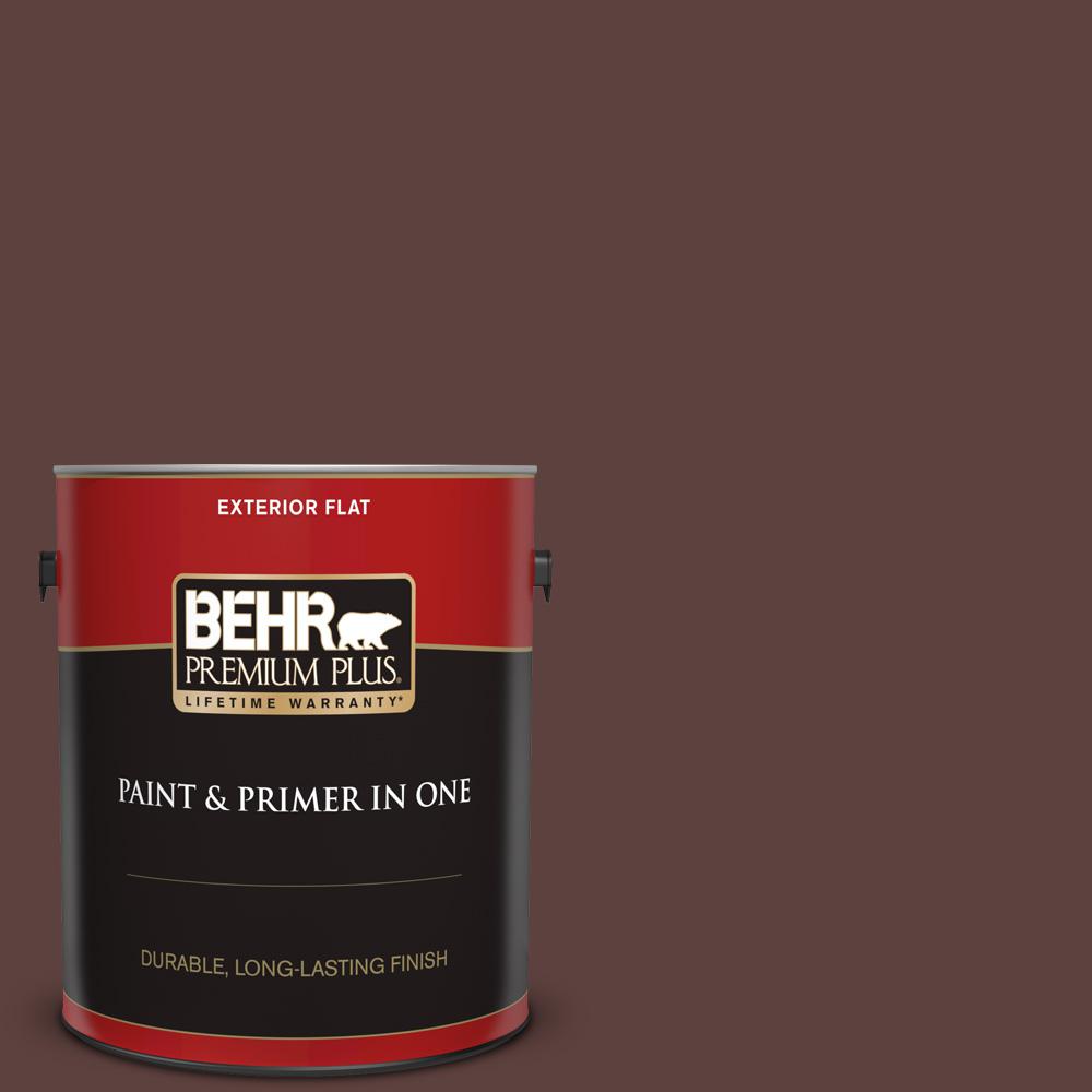 BEHR PREMIUM PLUS 1 gal. 710B7 Rich Mahogany Flat Exterior Paint and
