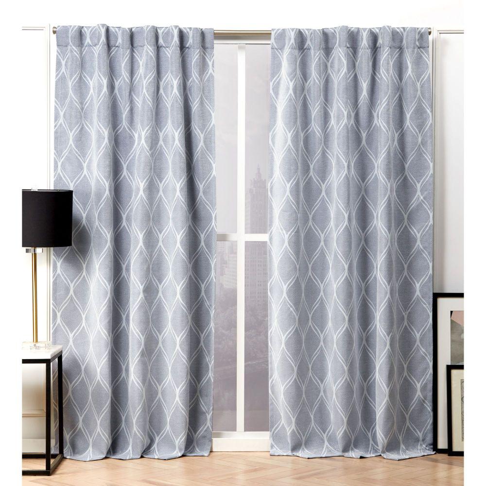 Nicole Miller Circuit Chambray Blue Blackout Hidden Tab Top Curtain ...