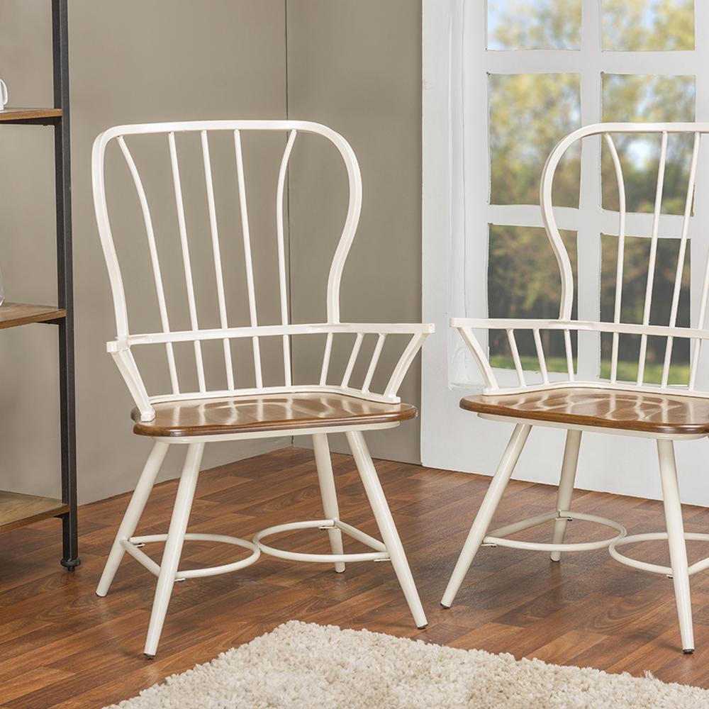 Elfrida White Metal Dining Armchairs Set Of 2 Elfrida White Metal Dining Armchairs Set Of 2