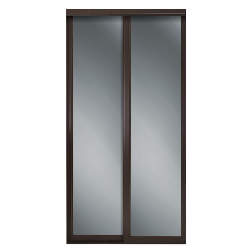 Contractors Wardrobe 48 In X 81 In Serenity Espresso Wood Frame Mirrored Interior Sliding Door