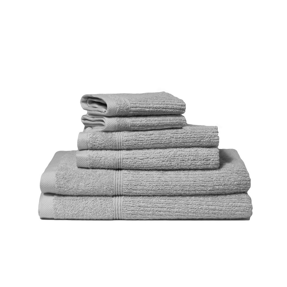 Lintex Hotel Zero Twist 6Piece 100 Cotton Bath Towel Set in Nickel