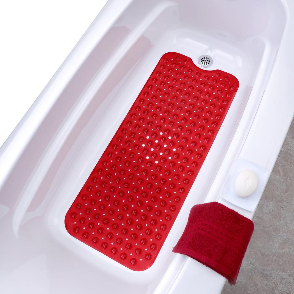 SlipX Solutions 16 in. x 39 in. Extra Long Bath Mat in Red057161
