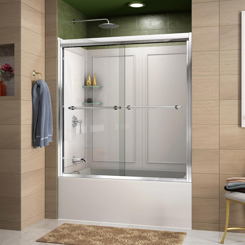 Framed Bathtub Doors Bathtubs The Home Depot Duet 55 To 59 In X 60 Semi Frameless Sliding Tub