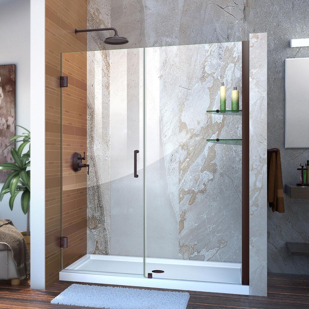 Dreamline Unidoor 60 To 61 In X 72 Frameless Hinged Shower Door Oil Rubbed Bronze