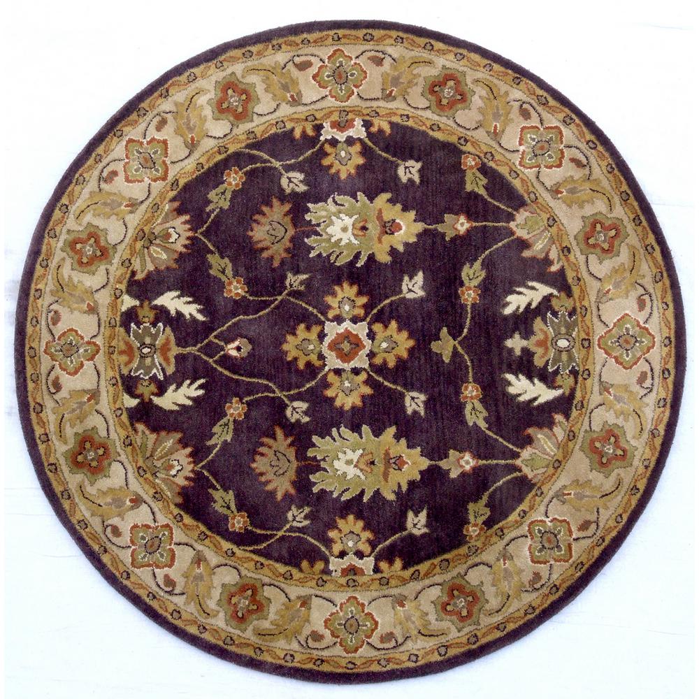 Dynamic Rugs Charisma Eggplant/Ivory 7 ft. 10 in. Round Indoor Area Rug ...