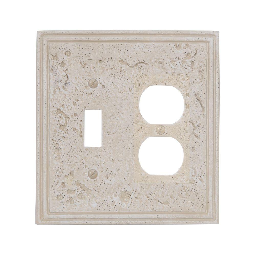 Amerelle Texture Stone 1 Toggle and 1 Duplex Wall Plate Noce8349TDA