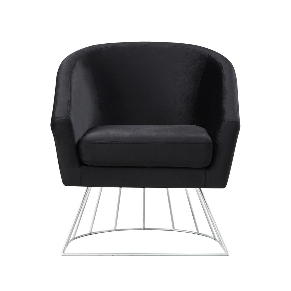 Esmeralda Velvet Black Silver Modern Contemporary Barrel Accent Esmeralda Velvet Black Silver Modern Contemporary Barrel Accent Chair With Metal Base