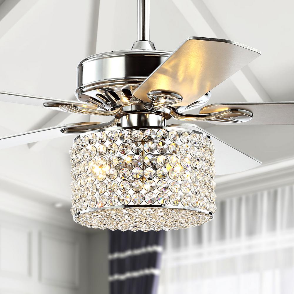 Chrome Ceiling Fans Lighting The Home Depot - 52 Fiscus Crystal Chandelier 5 Blade Ceiling Fan With Remote Chrome Ceiling Fans Lighting The Home Depot - 52 Fiscus Crystal Chandelier 5 Blade Ceiling Fan With Remote