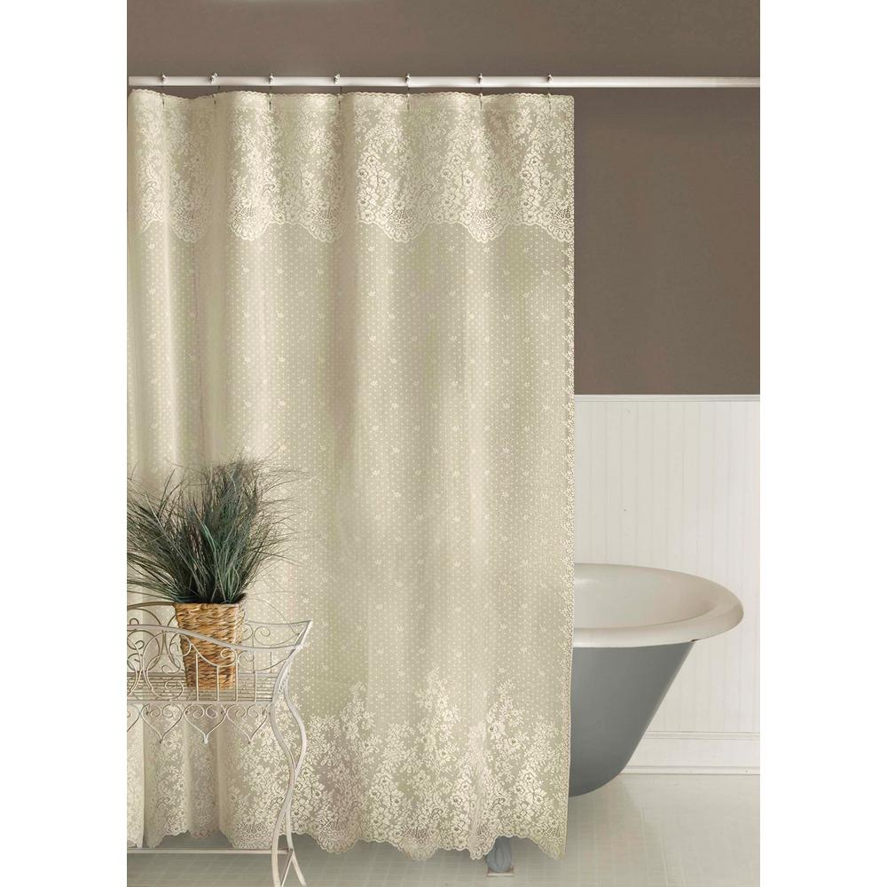 Heritage Lace Floret 72 In Ecru Shower Curtain 6290e Oc The