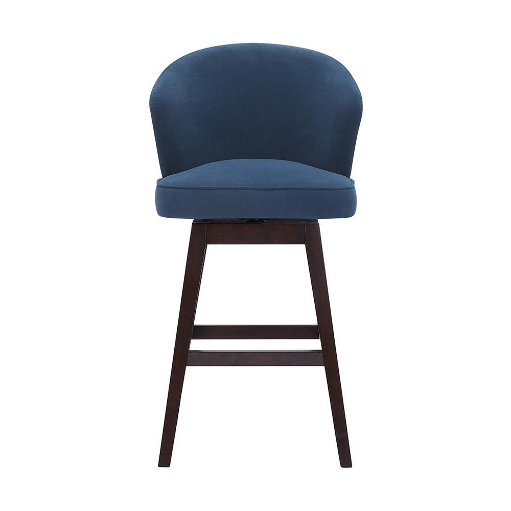 Home Decorators Collection Ingram Upholstered Swivel Bar Stool with Barrel Back and Midnight