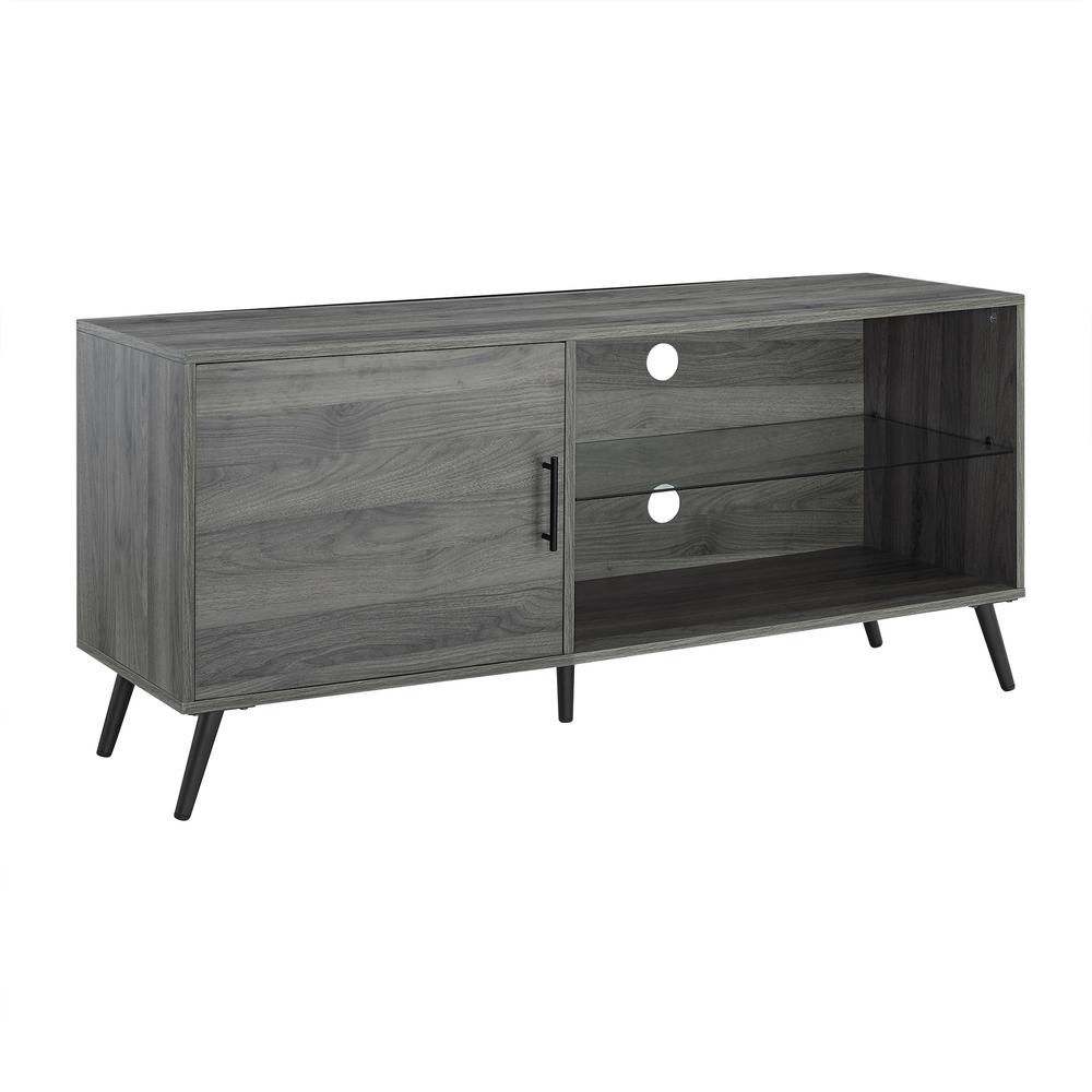 Walker Edison Furniture Company 52 In Slate Grey Mid Century Modern Slate Grey Mid Century Modern Wood Tv Stand