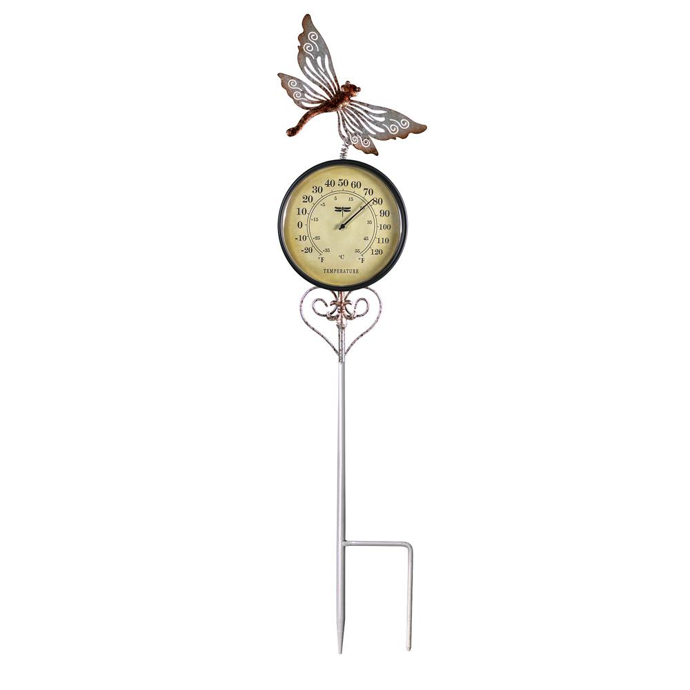 Poolmaster Dragonfly Outdoor Thermometer Garden Stake And Backyard