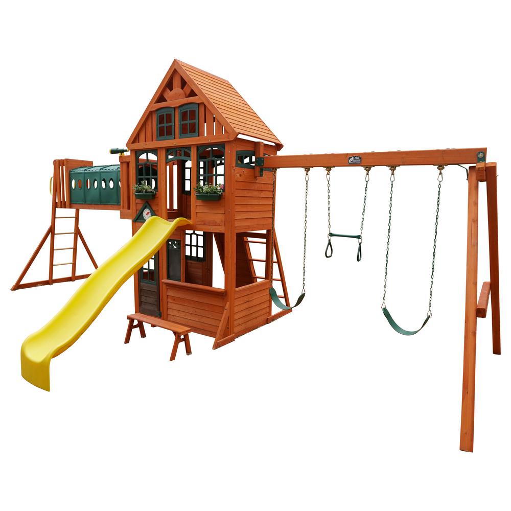 swing set with tunnel