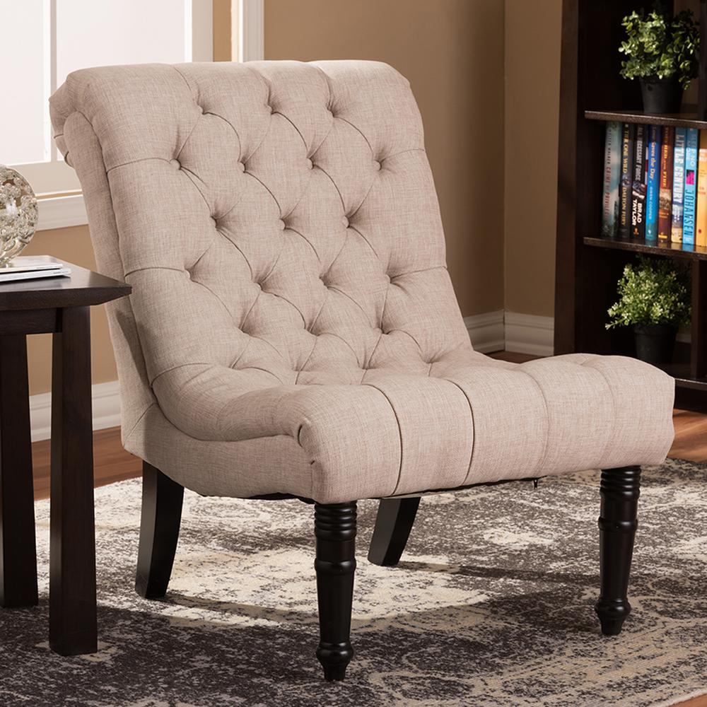 Baxton Studio Caelie Beige Fabric Accent Chair-28862-3888-HD - The Home