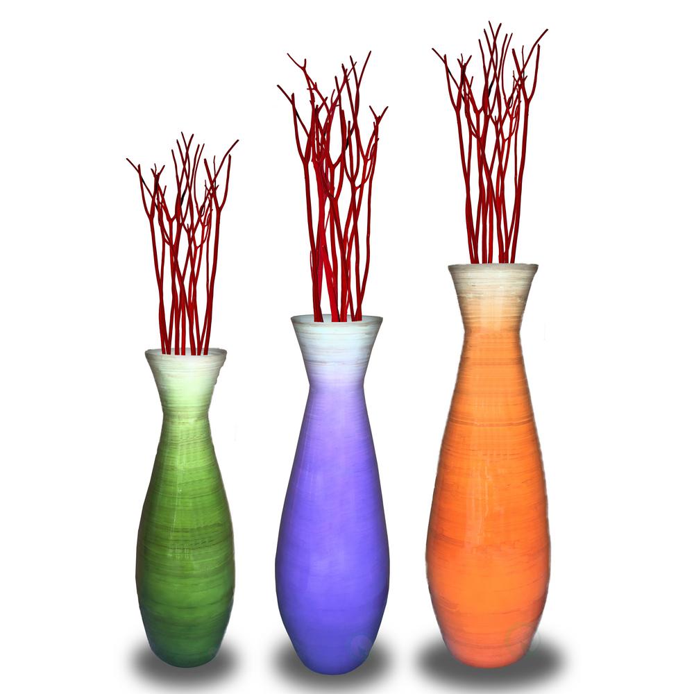 Uniquewise Tall Bamboo Floor Vases In Orange Purple And Green