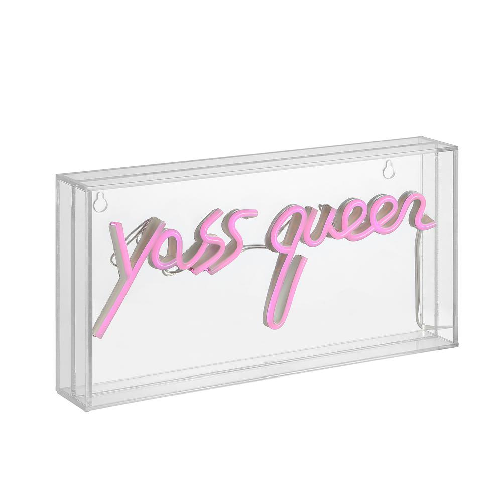 JONATHAN Y Yass Queen 5.9 in. Pink Contemporary Glam Acrylic Box USB ...
