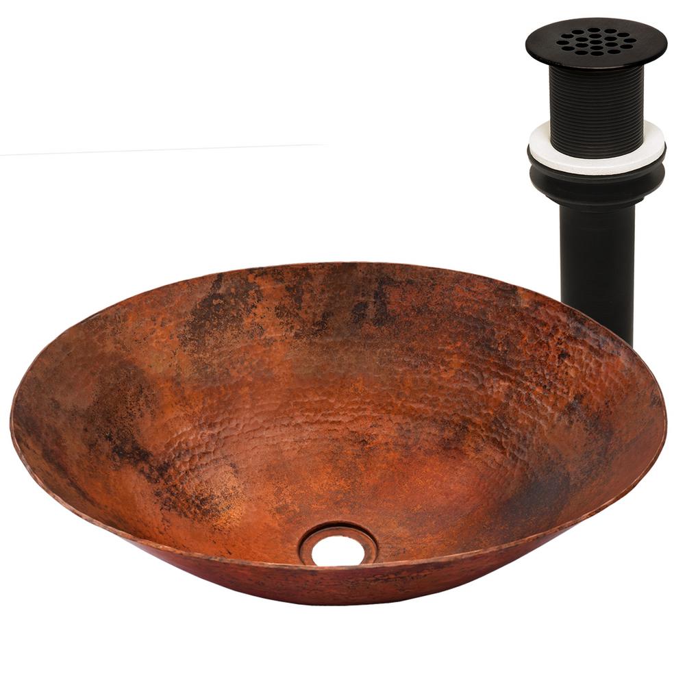 Premier Copper Products Oval Bucket Hammered Copper Vessel Sink with