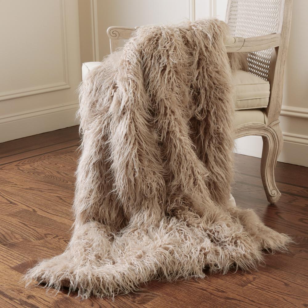 Best Home Fashion Faux Mongolian Lamb Fur 60 In L Taupe Throw Best Home Fashion Faux Mongolian Lamb Fur 60 In L Taupe Throw The Depot