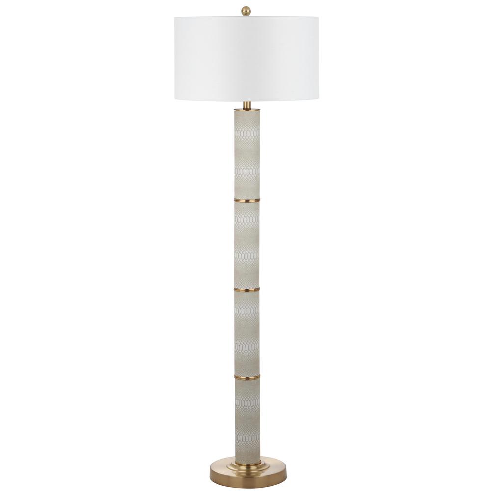 Safavieh Marcello 60 5 In Cream Faux Snakeskin And Gold Accent Floor Lamp With Off White Shade Lit4406g The Home Depot Safavieh Marcello 60 5 In Cream Faux